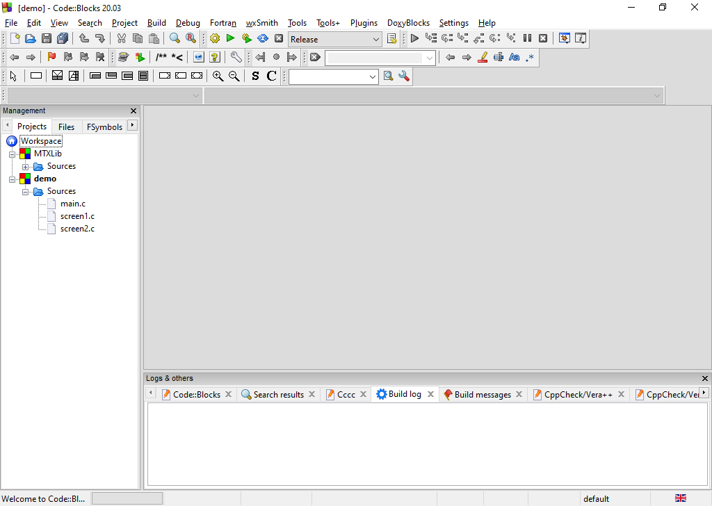 Code::Blocks main window